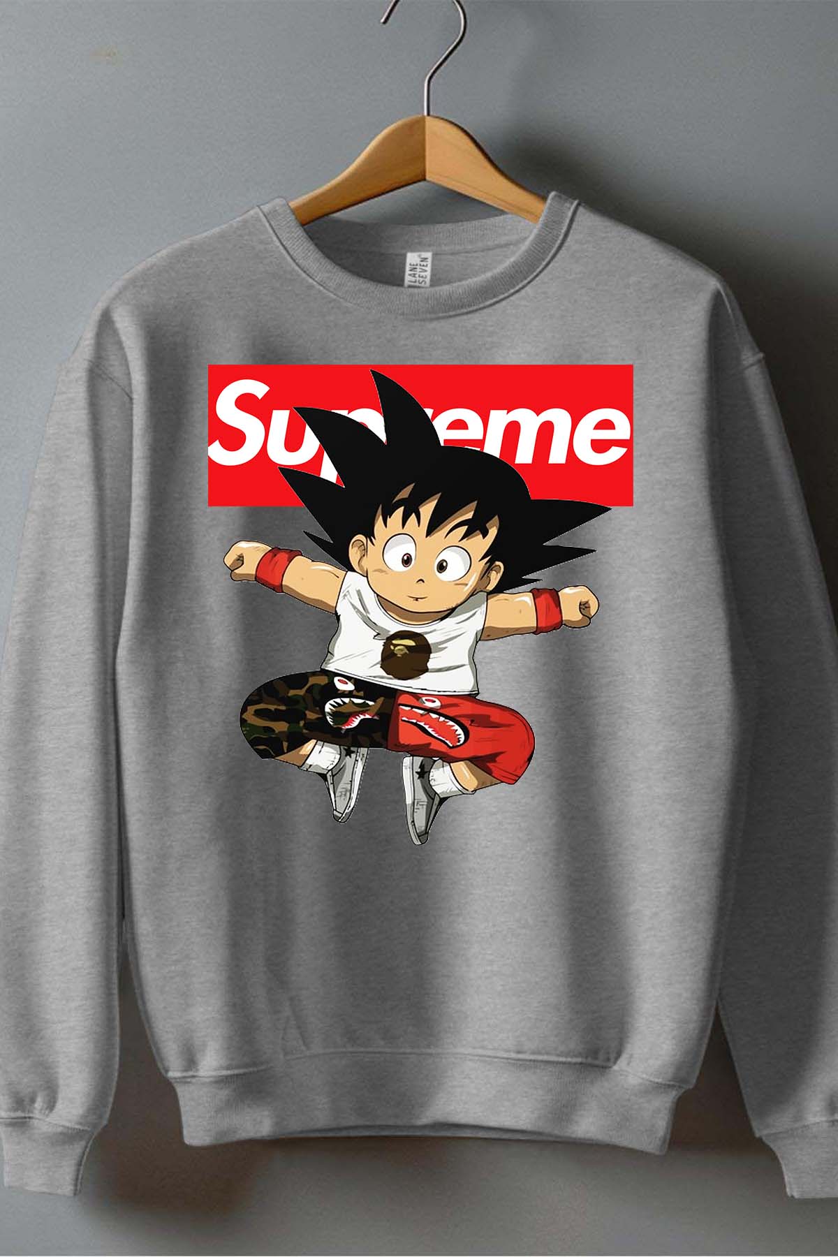 COULEUR:Gris|Sweat Col Rond Garçon | Goku Sup Saut Gris