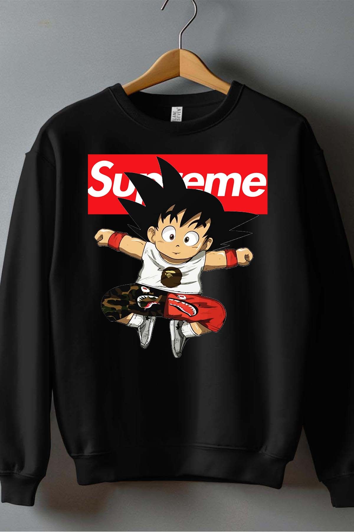 COULEUR:Noir|Sweat Col Rond Garçon | Goku Sup Saut Noir