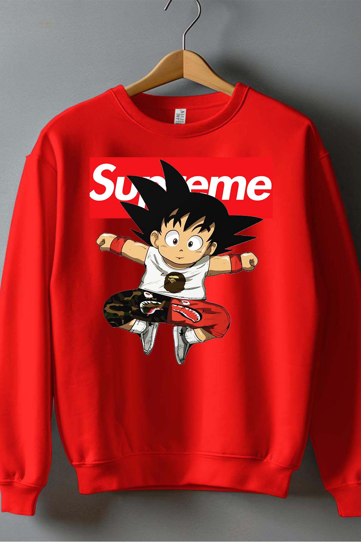 COULEUR:Rouge|Sweat Col Rond Garçon | Goku Sup Saut Rouge
