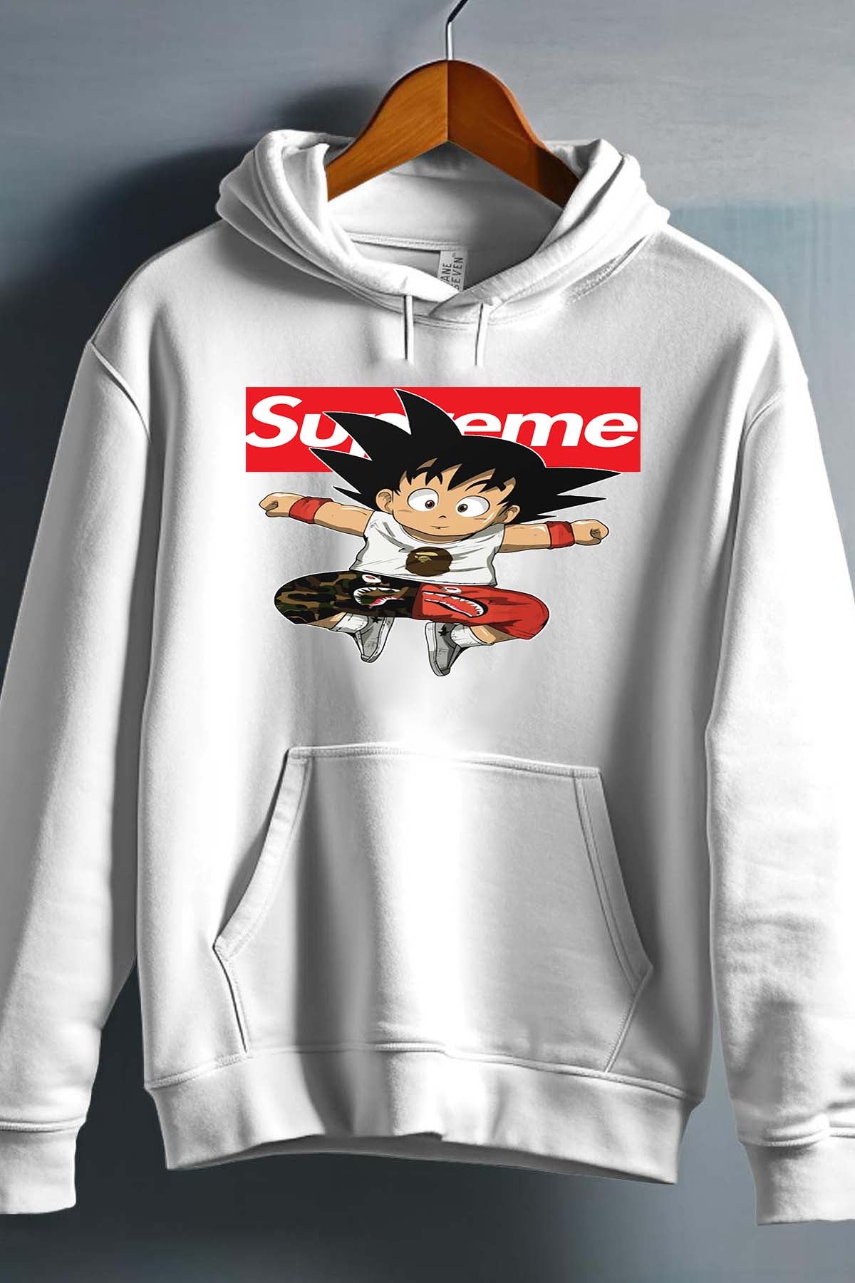 COULEUR:Blanc|Sweat Capuche Garçon | Goku Sup Saut Contour Blanc