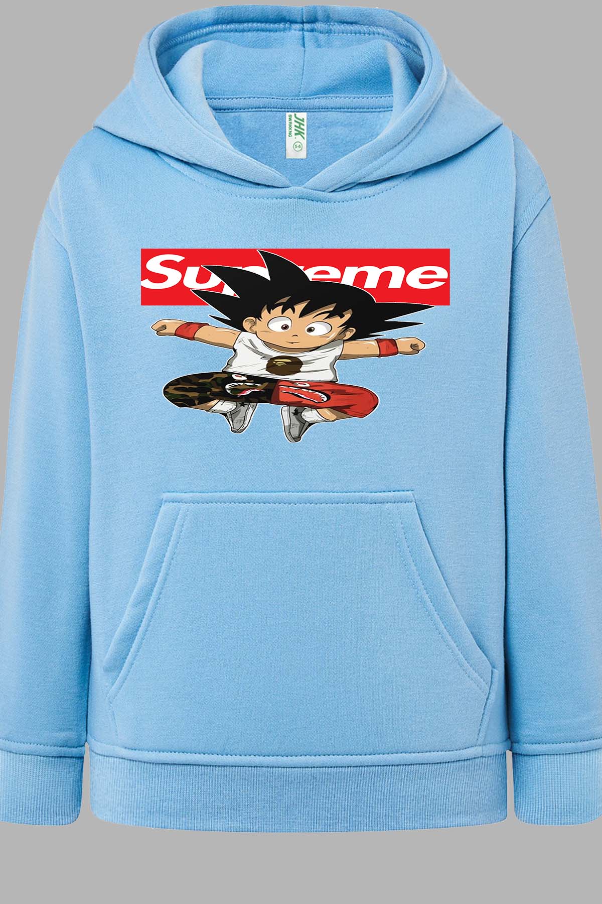 COULEUR:Bleu Ciel|Sweat Capuche Garçon | Goku Sup Saut Contour Bleu Ciel