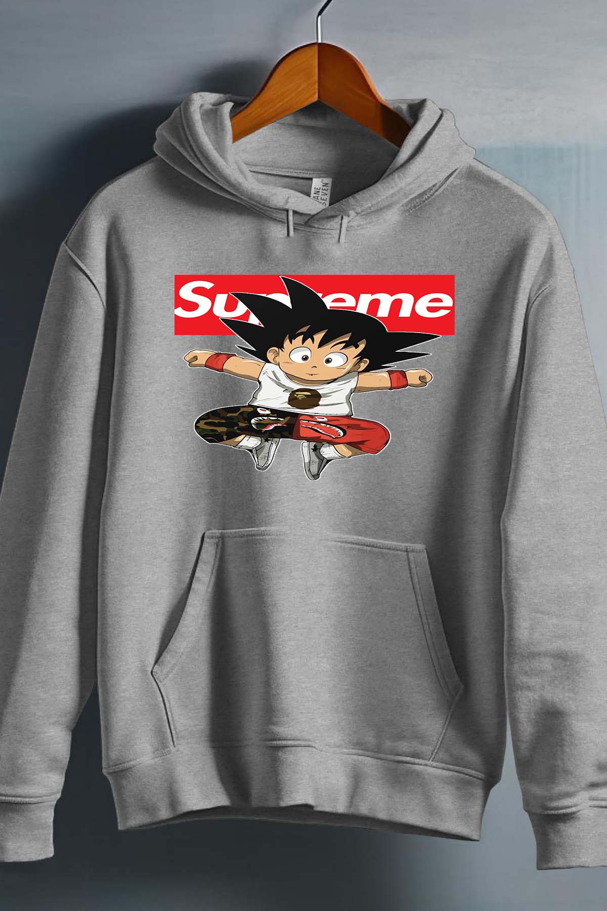 COULEUR:Gris|Sweat Capuche Garçon | Goku Sup Saut Contour Gris