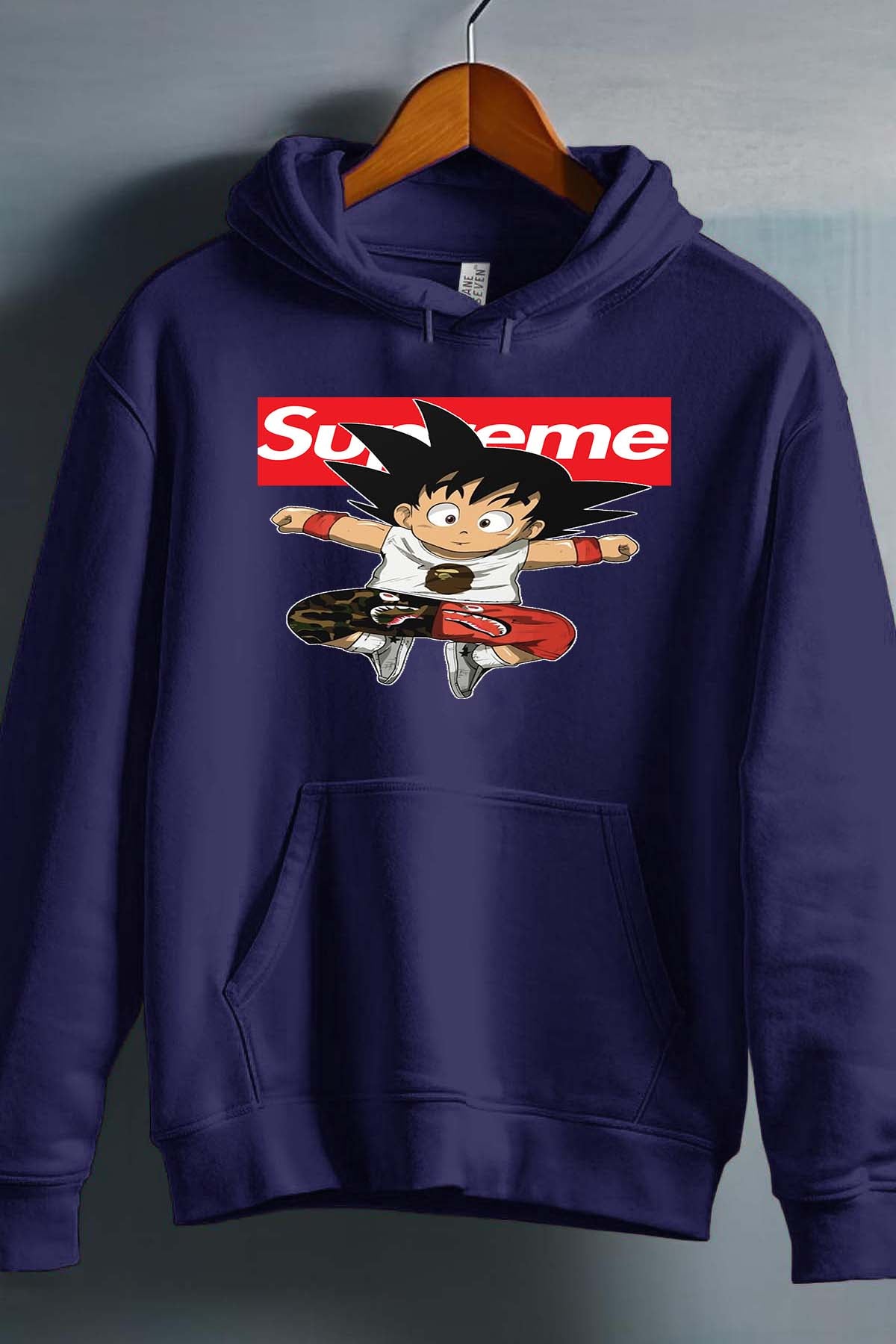 COULEUR:Marine|Sweat Capuche Garçon | Goku Sup Saut Contour Marine