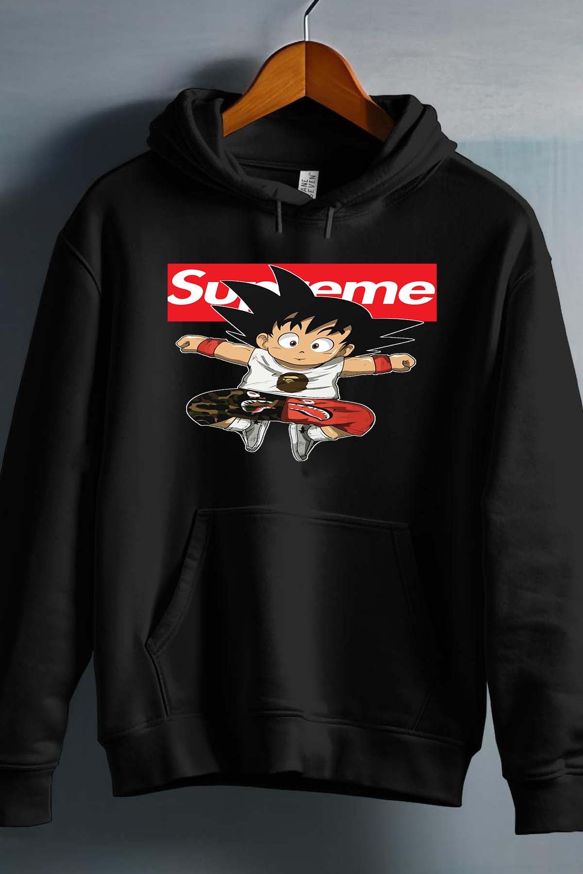 COULEUR:Noir|Sweat Capuche Garçon | Goku Sup Saut Contour Noir