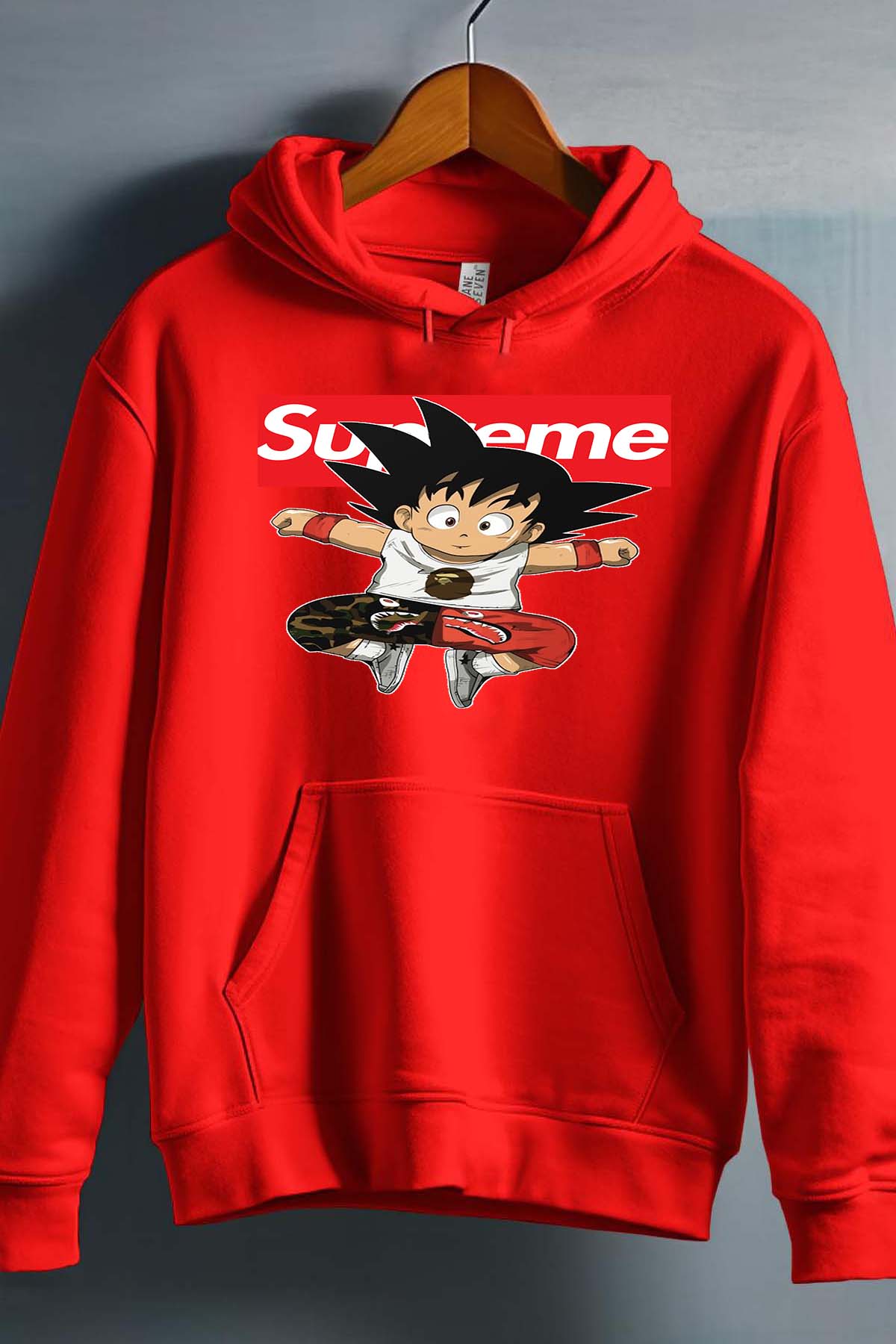 COULEUR:Rouge|Sweat Capuche Garçon | Goku Sup Saut Contour Rouge
