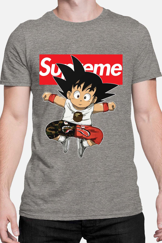 COULEUR:Gris|T-shirt Homme | Goku Sup Saut Contour Gris