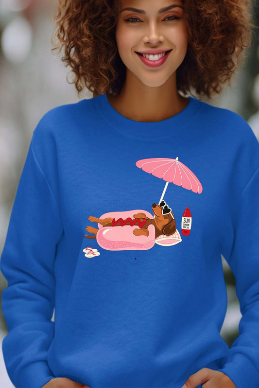 COULEUR:Bleu Roi|Sweat Col Rond Femme | Happy weekend Bleu Roi