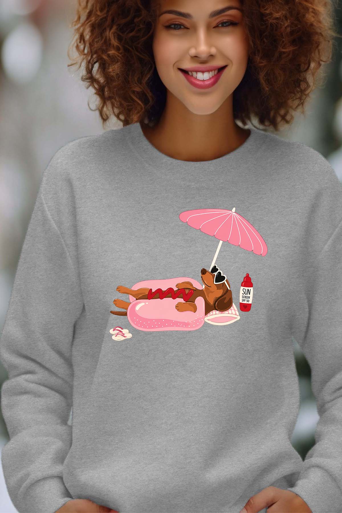 COULEUR:Gris|Sweat Col Rond Femme | Happy weekend Gris
