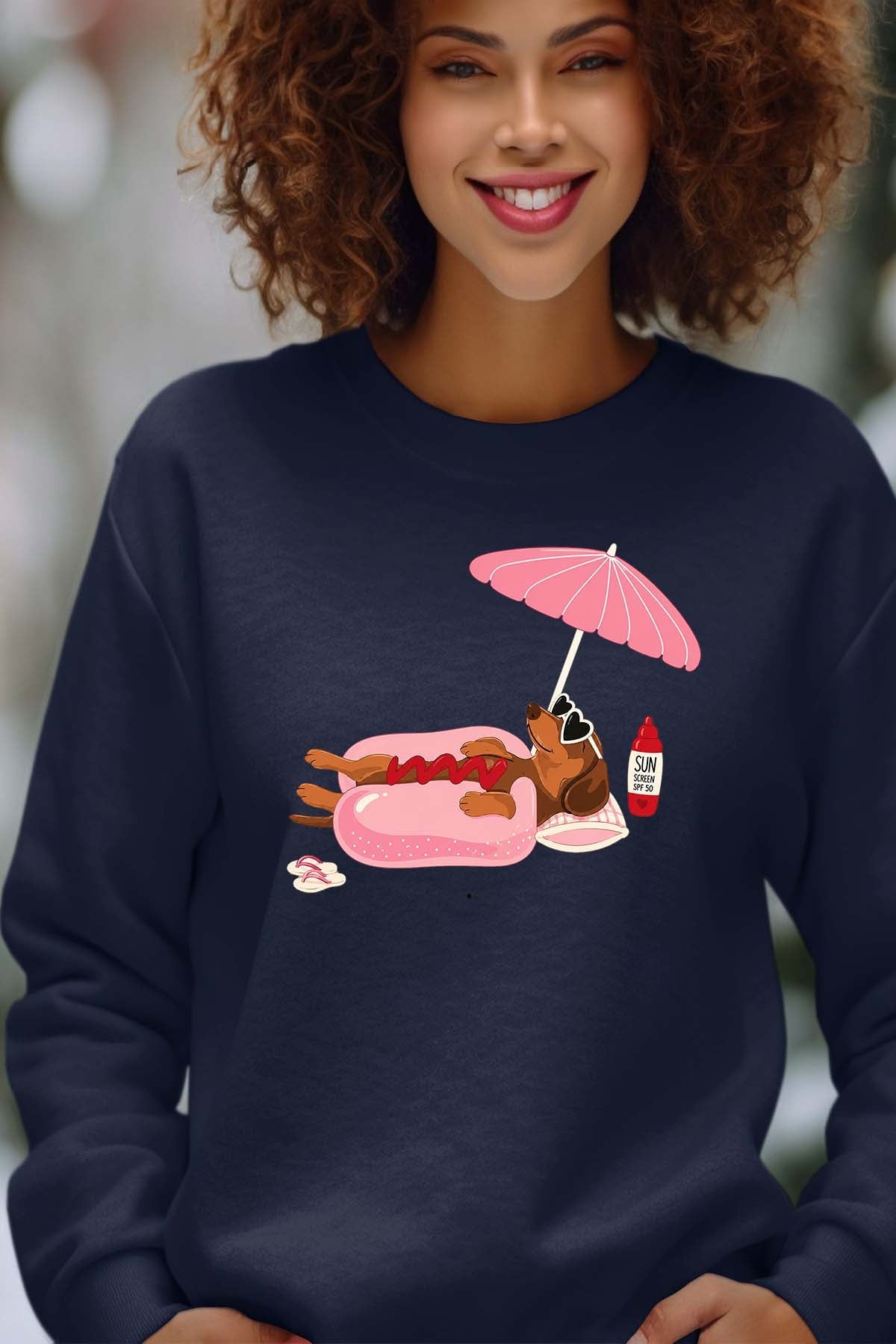 COULEUR:Marine|Sweat Col Rond Femme | Happy weekend Marine