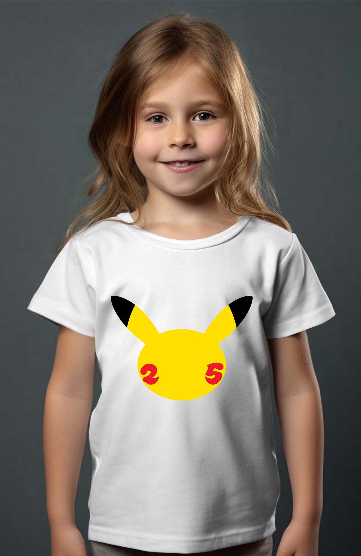 COULEUR:Blanc|T-shirt Fille | Head Pikachu Blanc