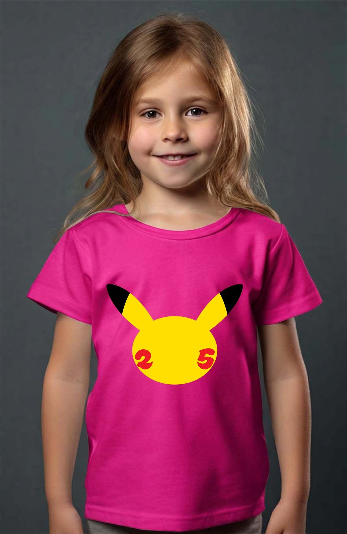 COULEUR:Fuchsia|T-shirt Fille | Head Pikachu Fuchsia