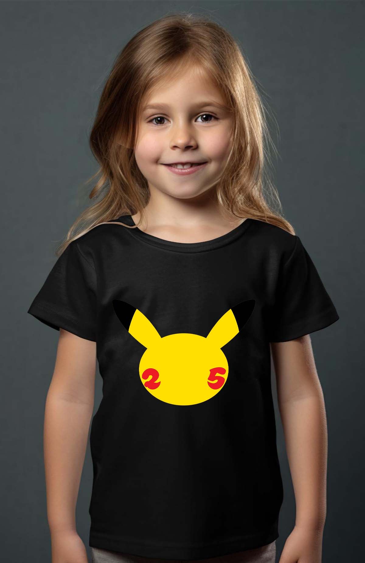 COULEUR:Noir|T-shirt Fille | Head Pikachu Noir