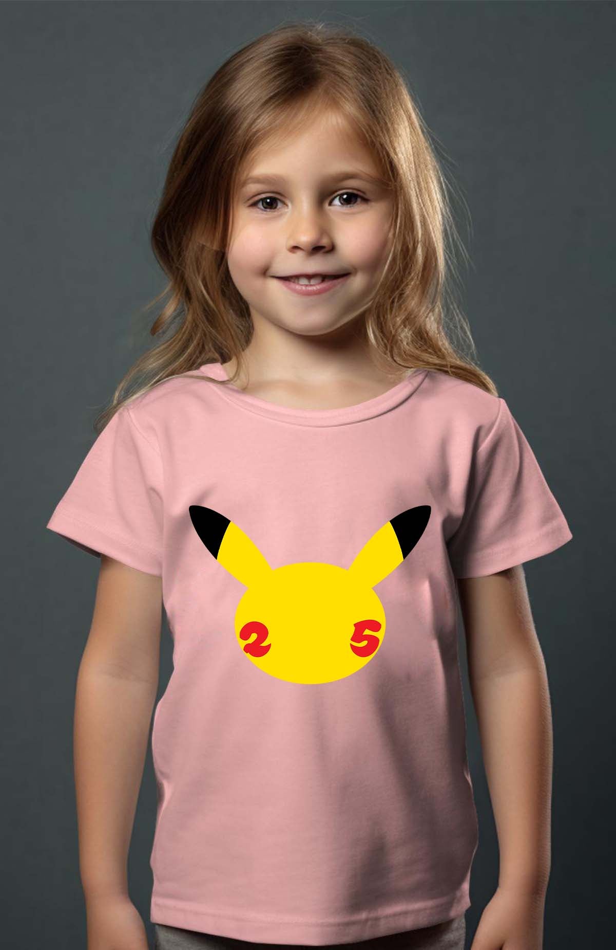 COULEUR:Rose|T-shirt Fille | Head Pikachu Rose