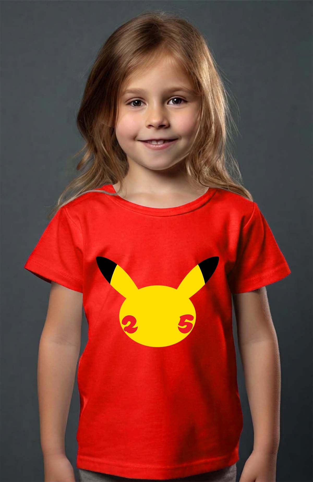 COULEUR:Rouge|T-shirt Fille | Head Pikachu Rouge