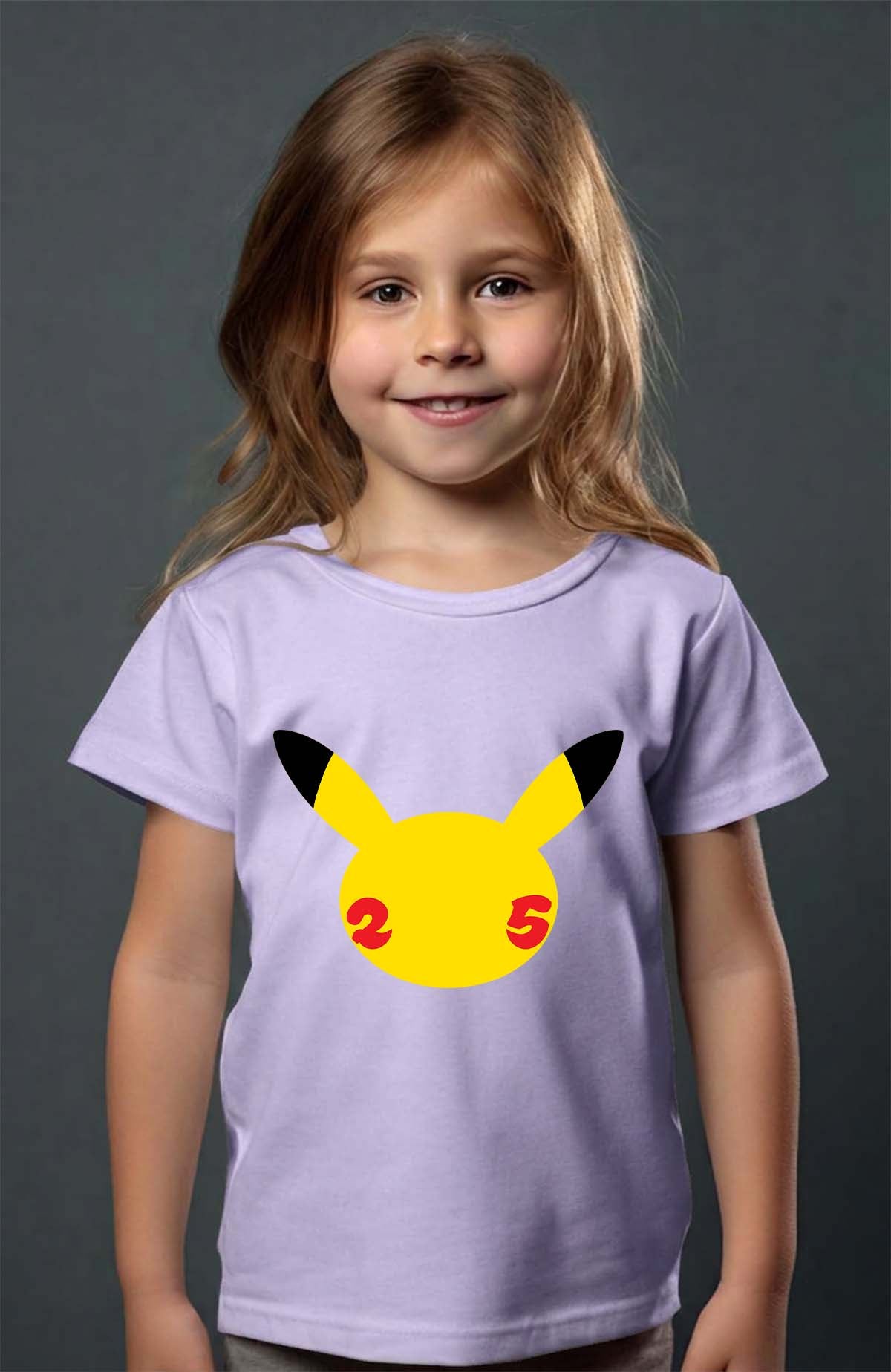 COULEUR:Violet|T-shirt Fille | Head Pikachu Violet