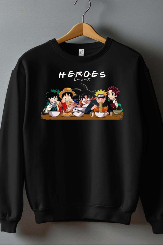 COULEUR:Noir|Sweat Col Rond Homme | Heroes Ramen Noir