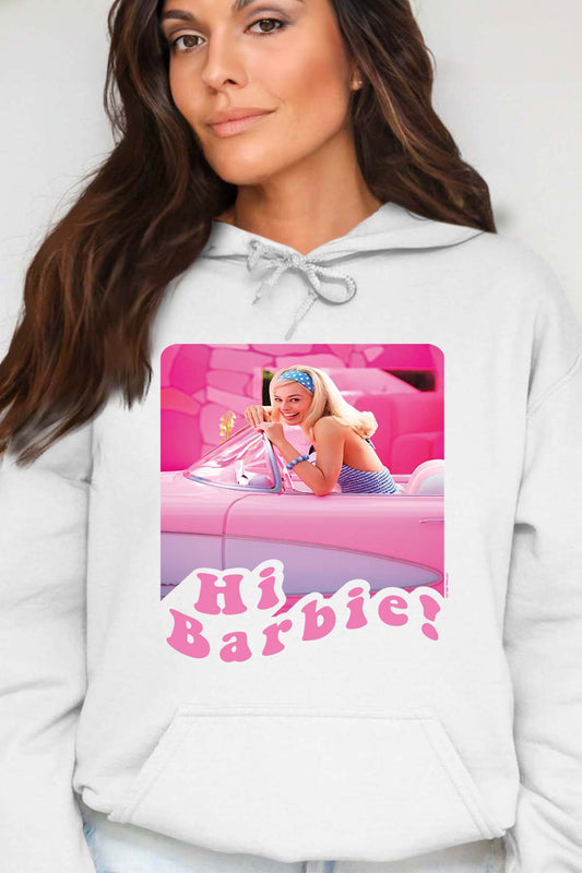 COULEUR:Blanc|Sweat Capuche Femme | Hi Barbie Blanc