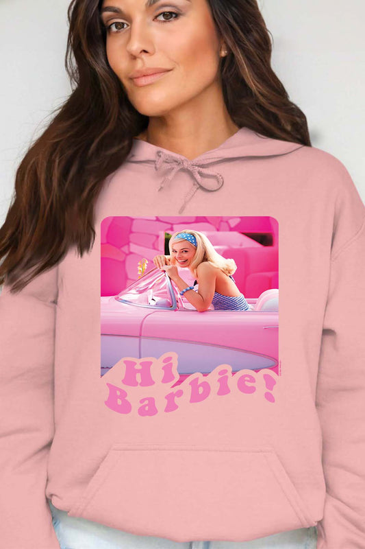 COULEUR:Rose|Sweat Capuche Femme | Hi Barbie Rose