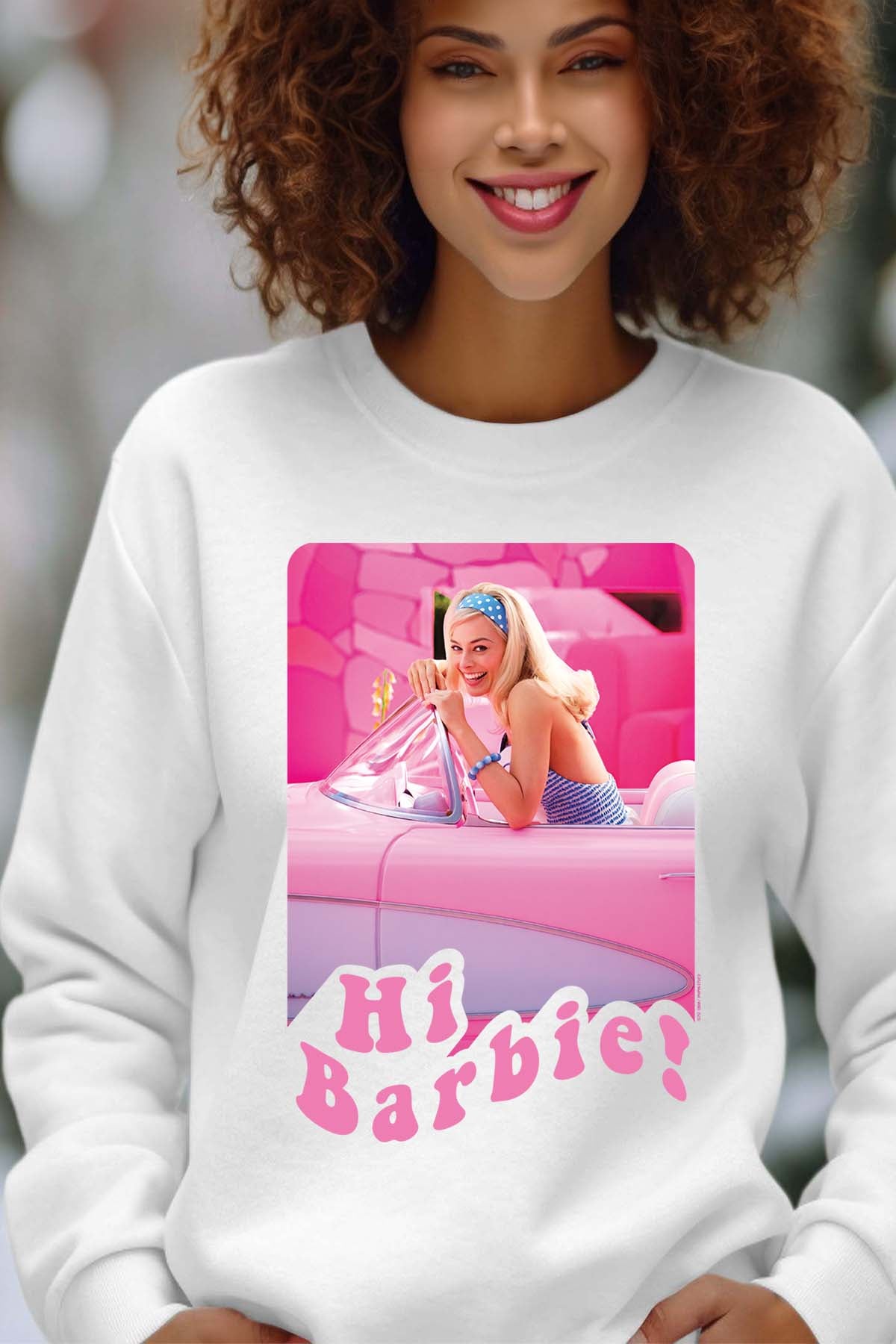 COULEUR:Blanc|Sweat Col Rond Femme | Hi Barbie Blanc