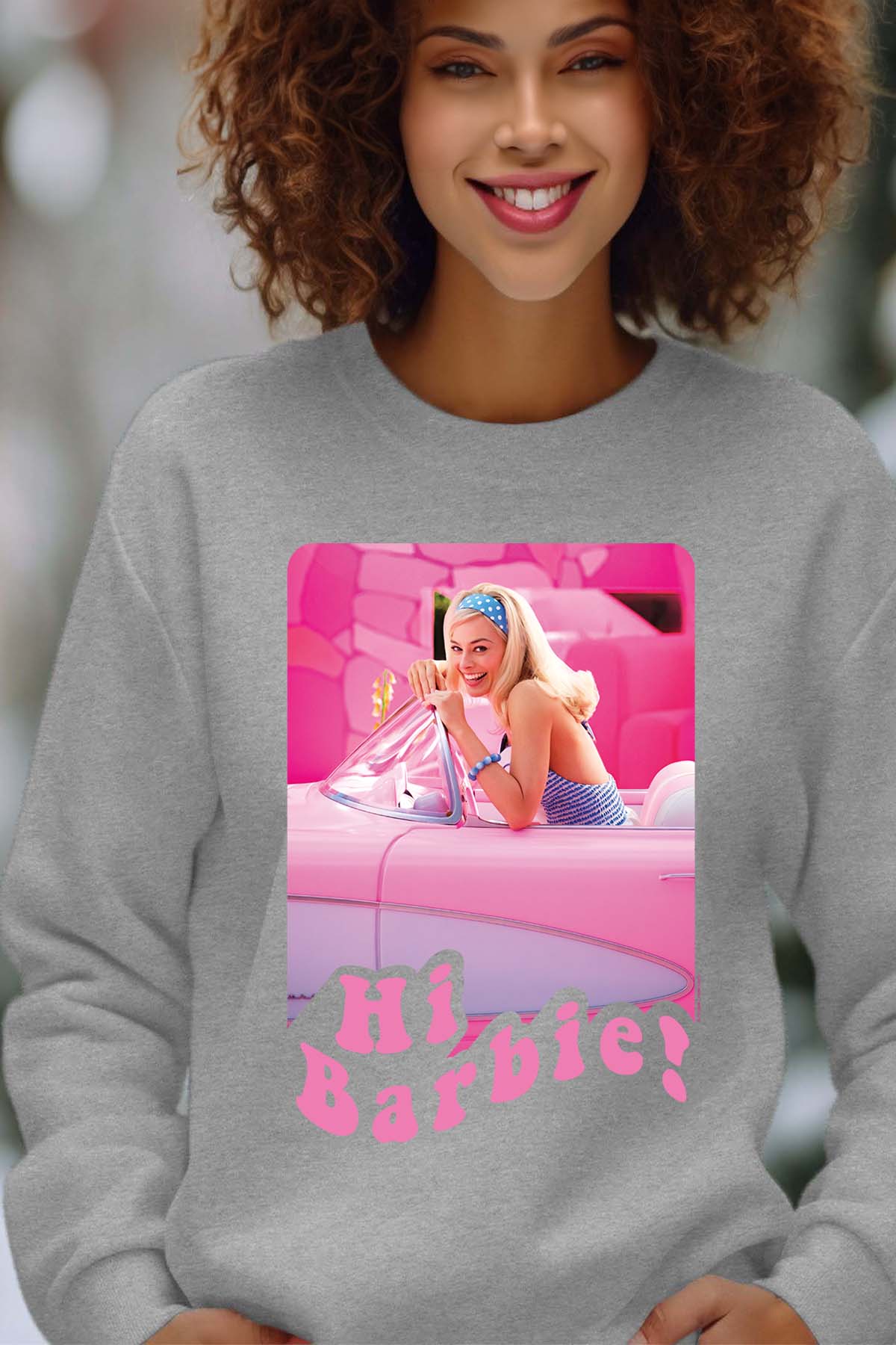 COULEUR:Gris|Sweat Col Rond Femme | Hi Barbie Gris