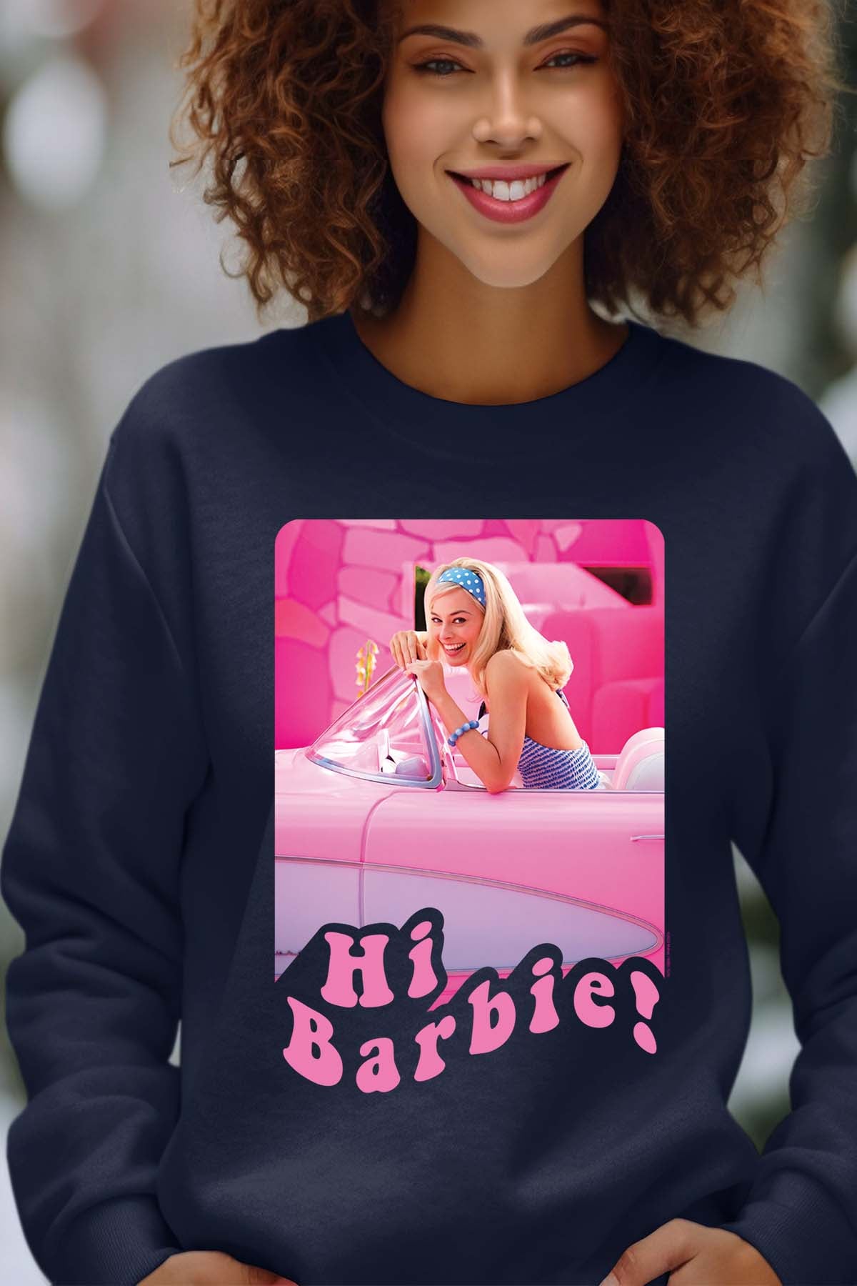 COULEUR:Marine|Sweat Col Rond Femme | Hi Barbie Marine