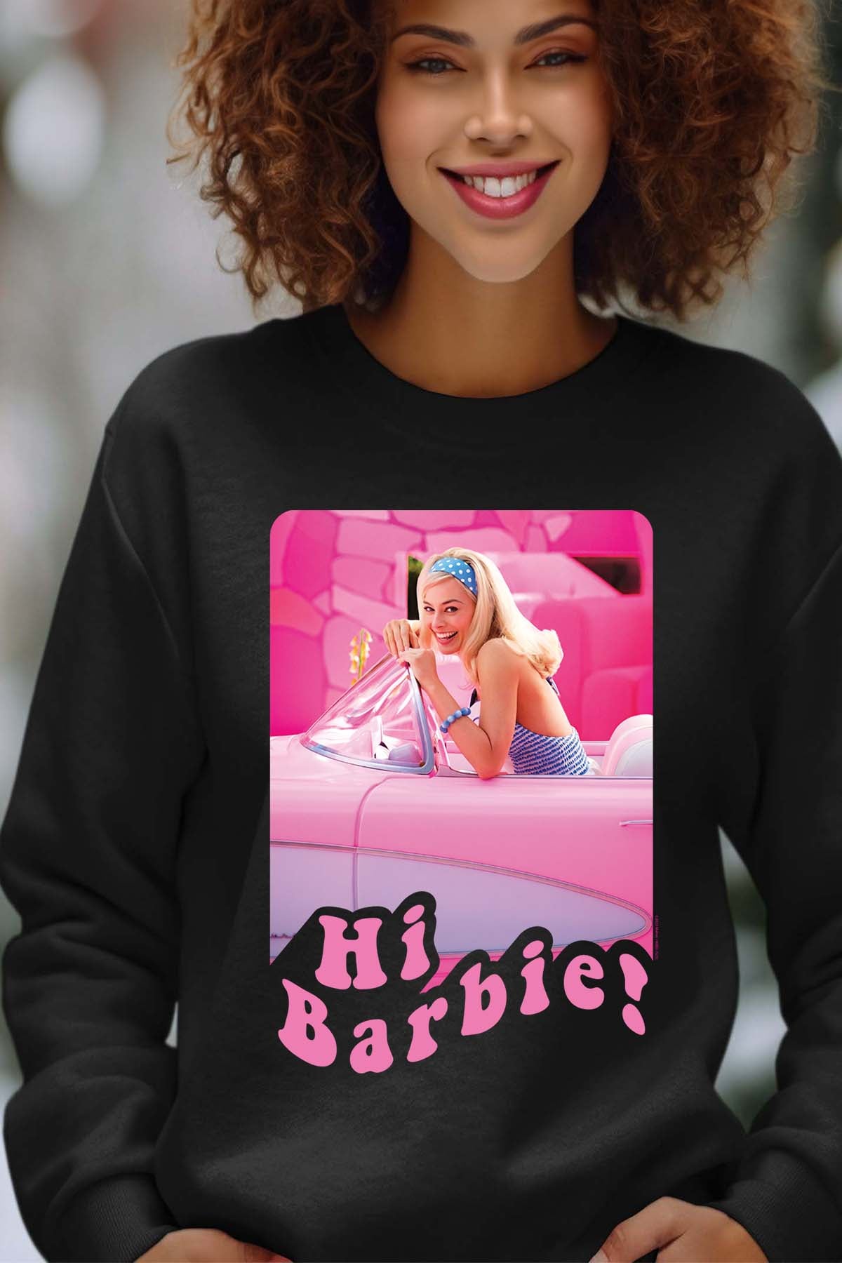 COULEUR:Noir|Sweat Col Rond Femme | Hi Barbie Noir