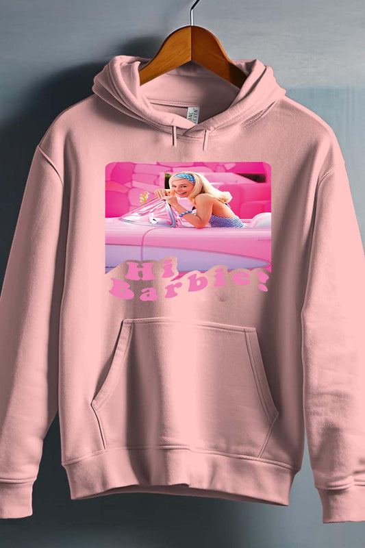 COULEUR:Rose|Sweat Capuche Fille | Hi Barbie Rose