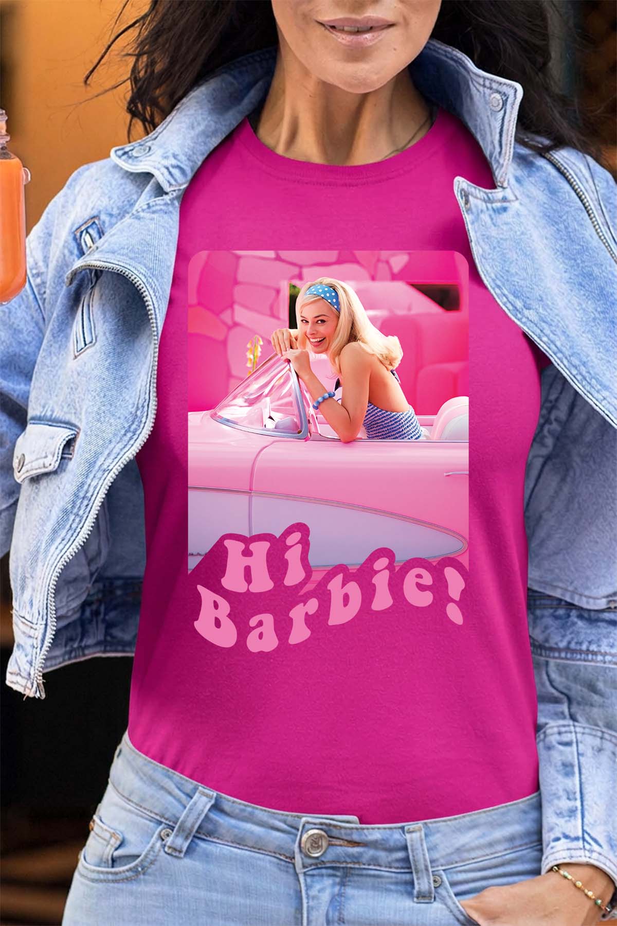 COULEUR:Fuchsia|T-shirt Femme | Hi Barbie Fuchsia