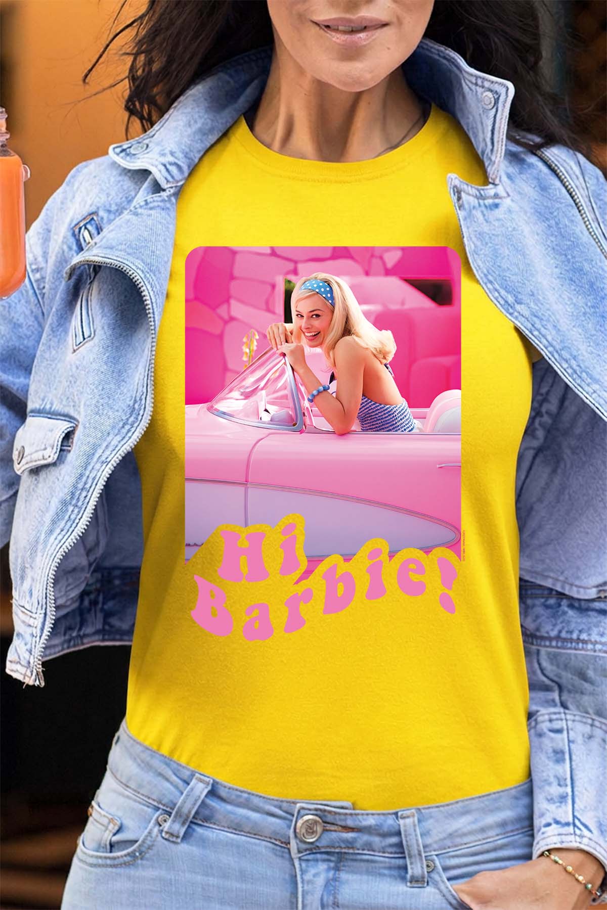 COULEUR:Jaune|T-shirt Femme | Hi Barbie Jaune