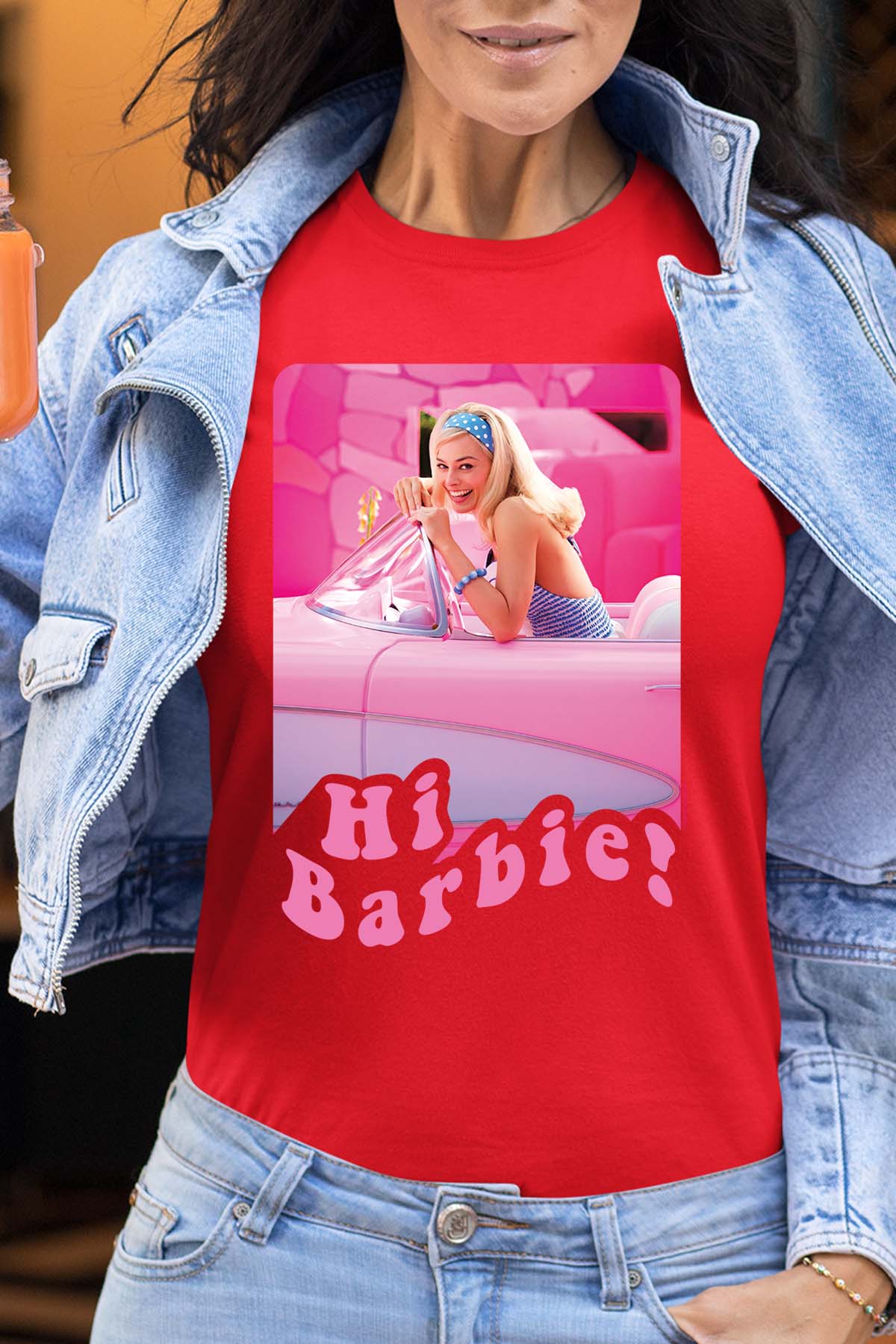 COULEUR:Rouge|T-shirt Femme | Hi Barbie Rouge