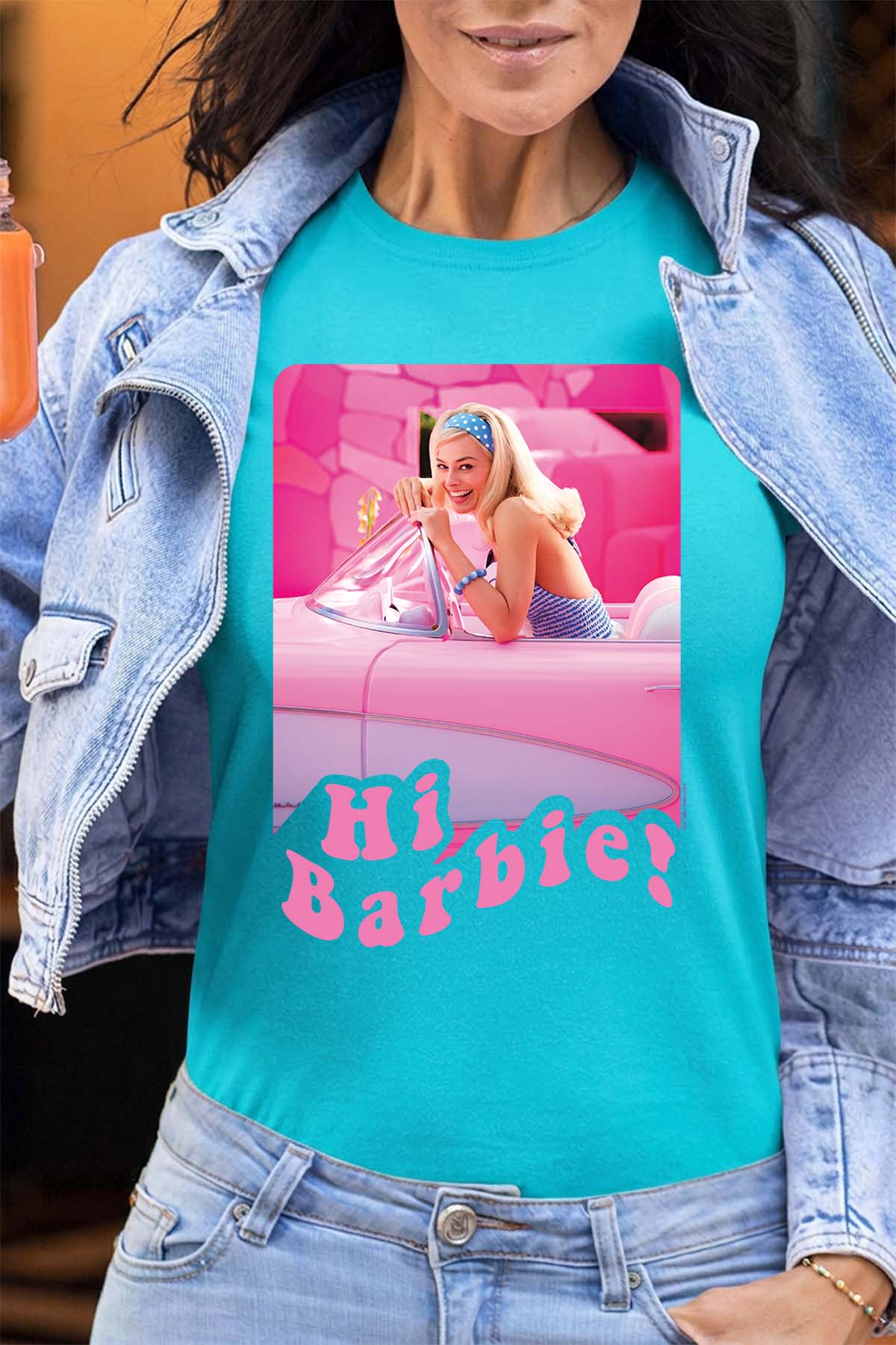 COULEUR:Turquoise|T-shirt Femme | Hi Barbie Turquoise
