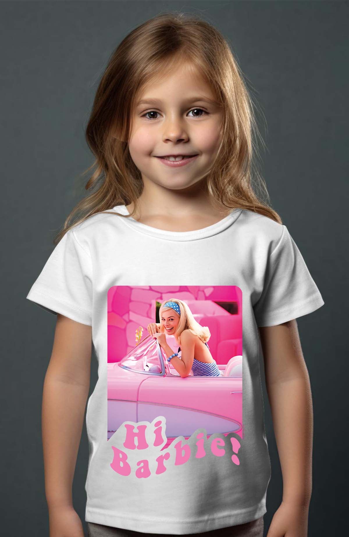 COULEUR:Blanc|T-shirt Fille | Hi Barbie Blanc