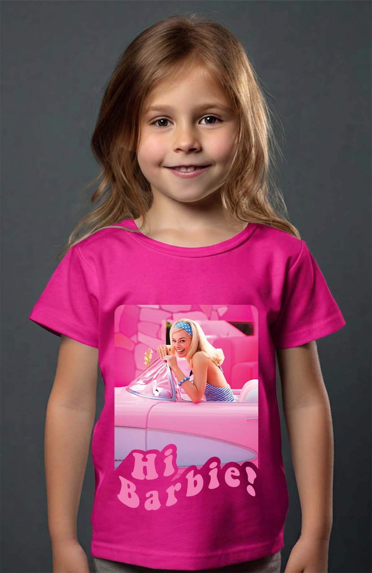 COULEUR:Fuchsia|T-shirt Fille | Hi Barbie Fuchsia