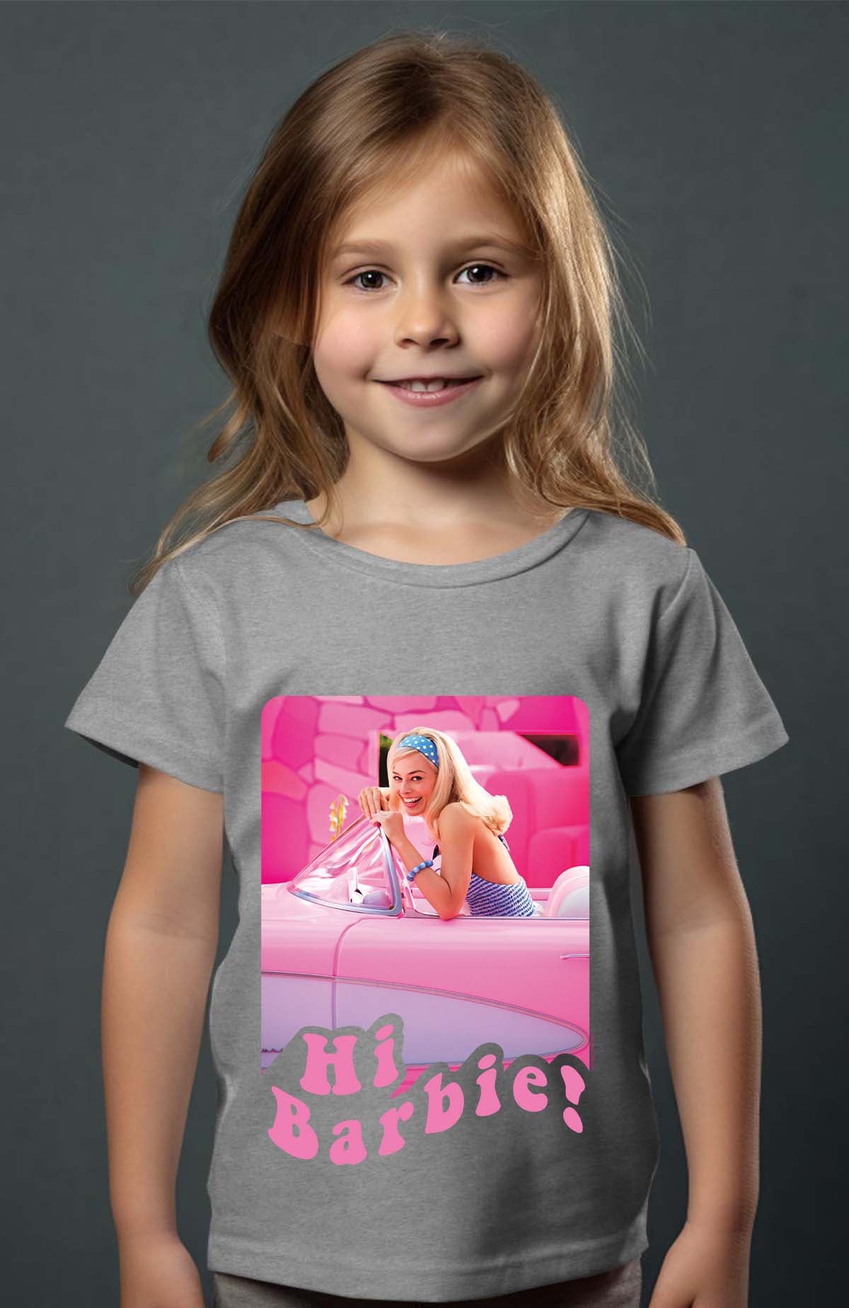 COULEUR:Gris|T-shirt Fille | Hi Barbie Gris