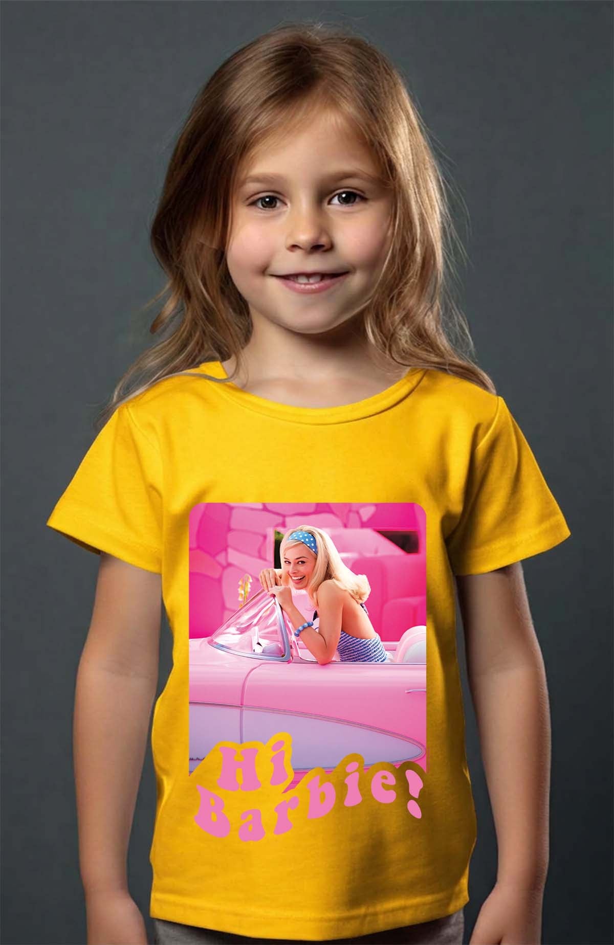 COULEUR:Jaune|T-shirt Fille | Hi Barbie Jaune