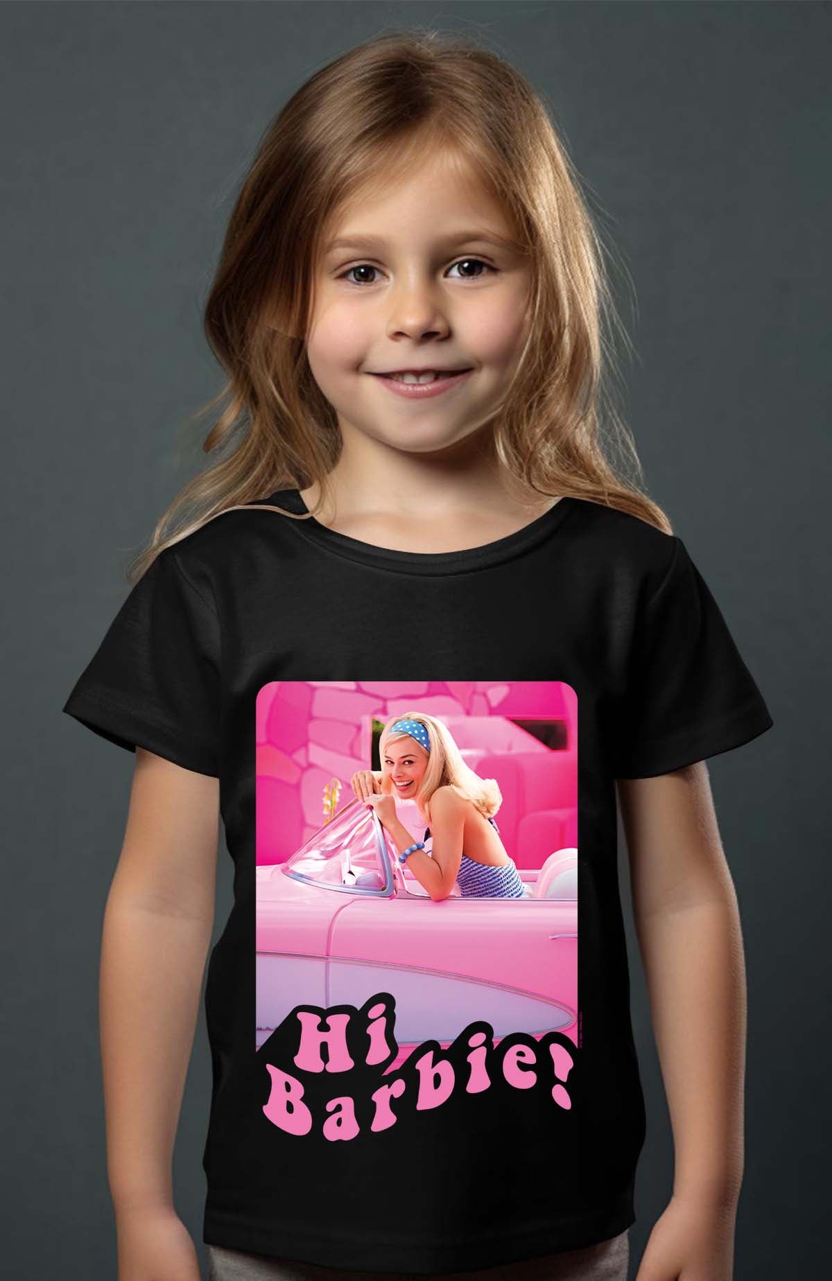 COULEUR:Noir|T-shirt Fille | Hi Barbie Noir