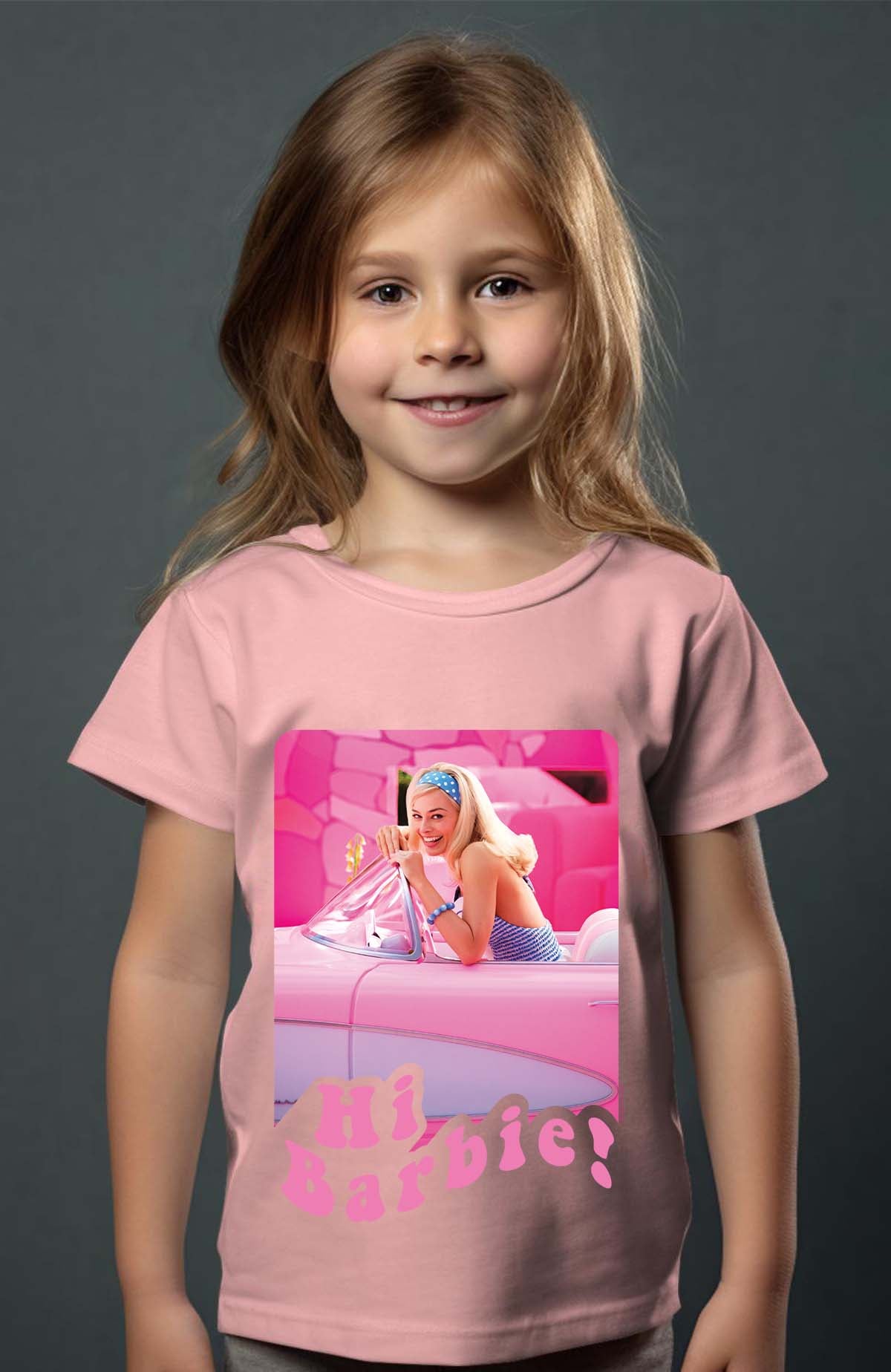COULEUR:Rose|T-shirt Fille | Hi Barbie Rose