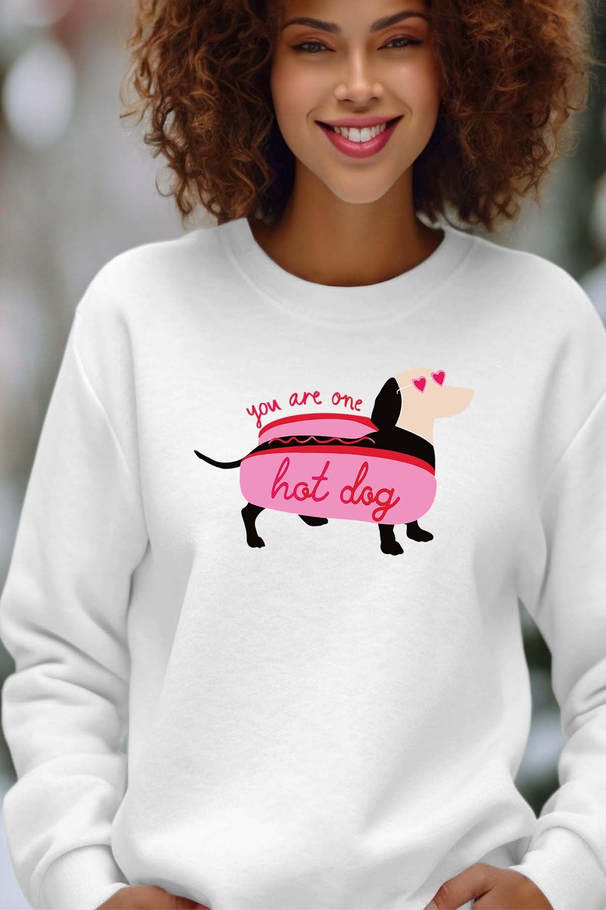 COULEUR:Blanc|Sweat Col Rond Femme | Hot teckel Blanc