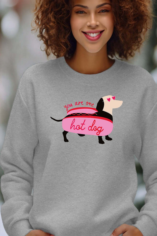 COULEUR:Gris|Sweat Col Rond Femme | Hot teckel Gris