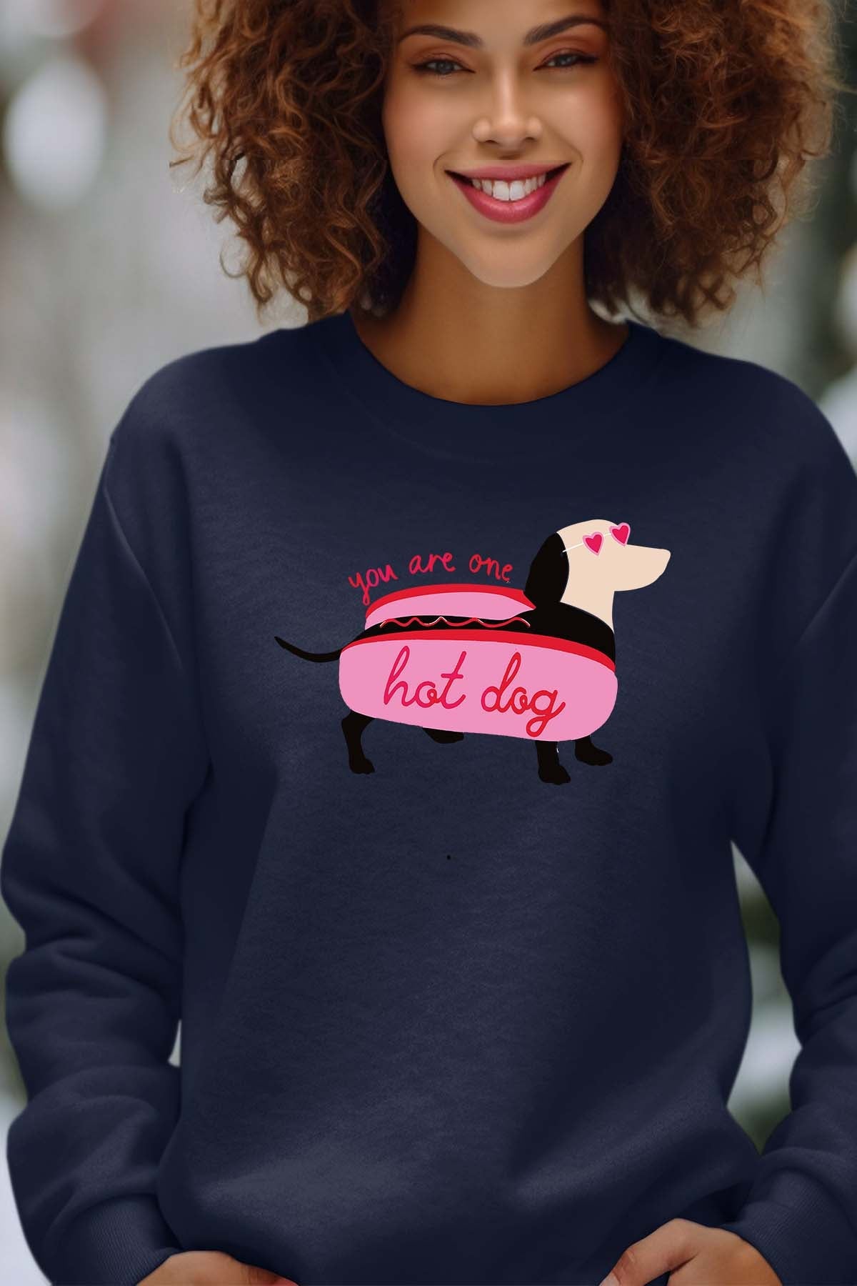 COULEUR:Marine|Sweat Col Rond Femme | Hot teckel Marine