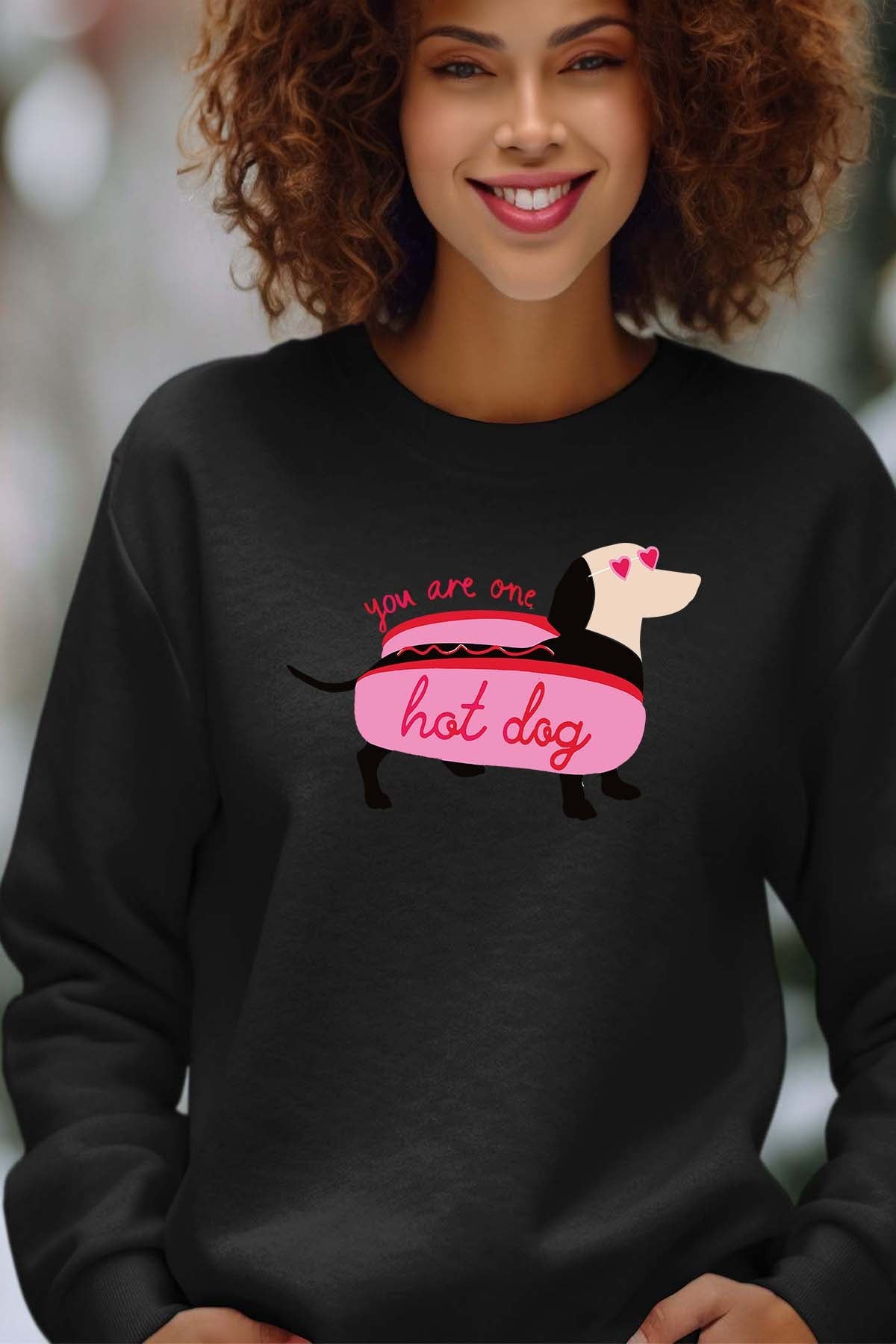 COULEUR:Noir|Sweat Col Rond Femme | Hot teckel Noir