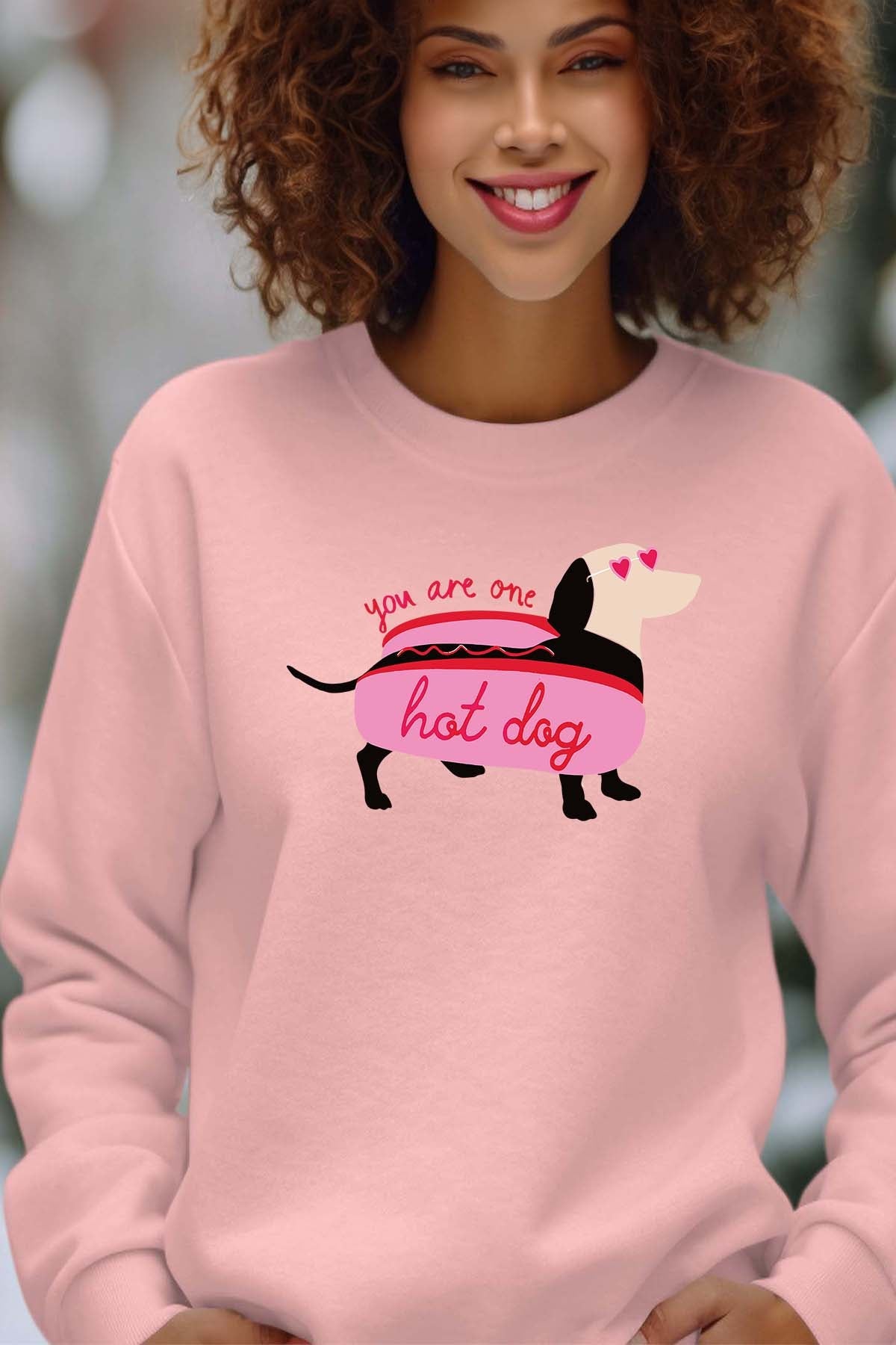 COULEUR:Rose|Sweat Col Rond Femme | Hot teckel Rose