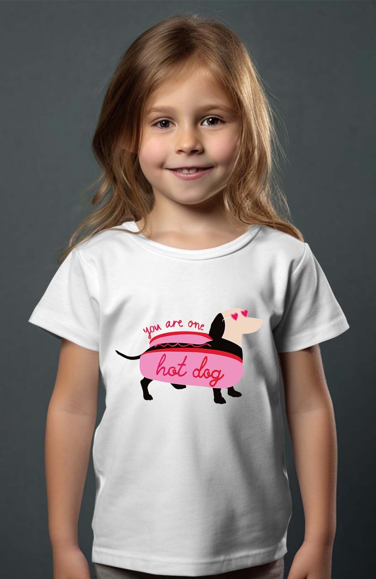 COULEUR:Blanc|T-shirt Fille | Hot teckel Blanc