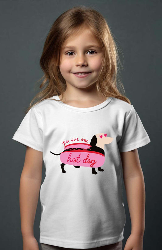 COULEUR:Blanc|T-shirt Fille | Hot teckel Blanc
