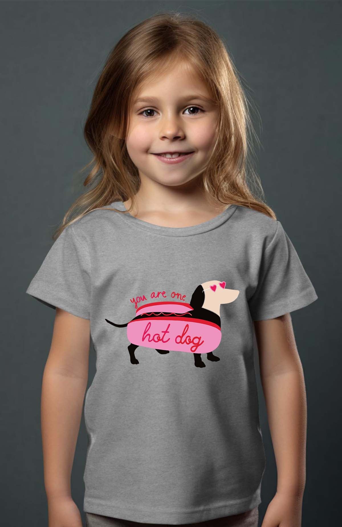 COULEUR:Gris|T-shirt Fille | Hot teckel Gris