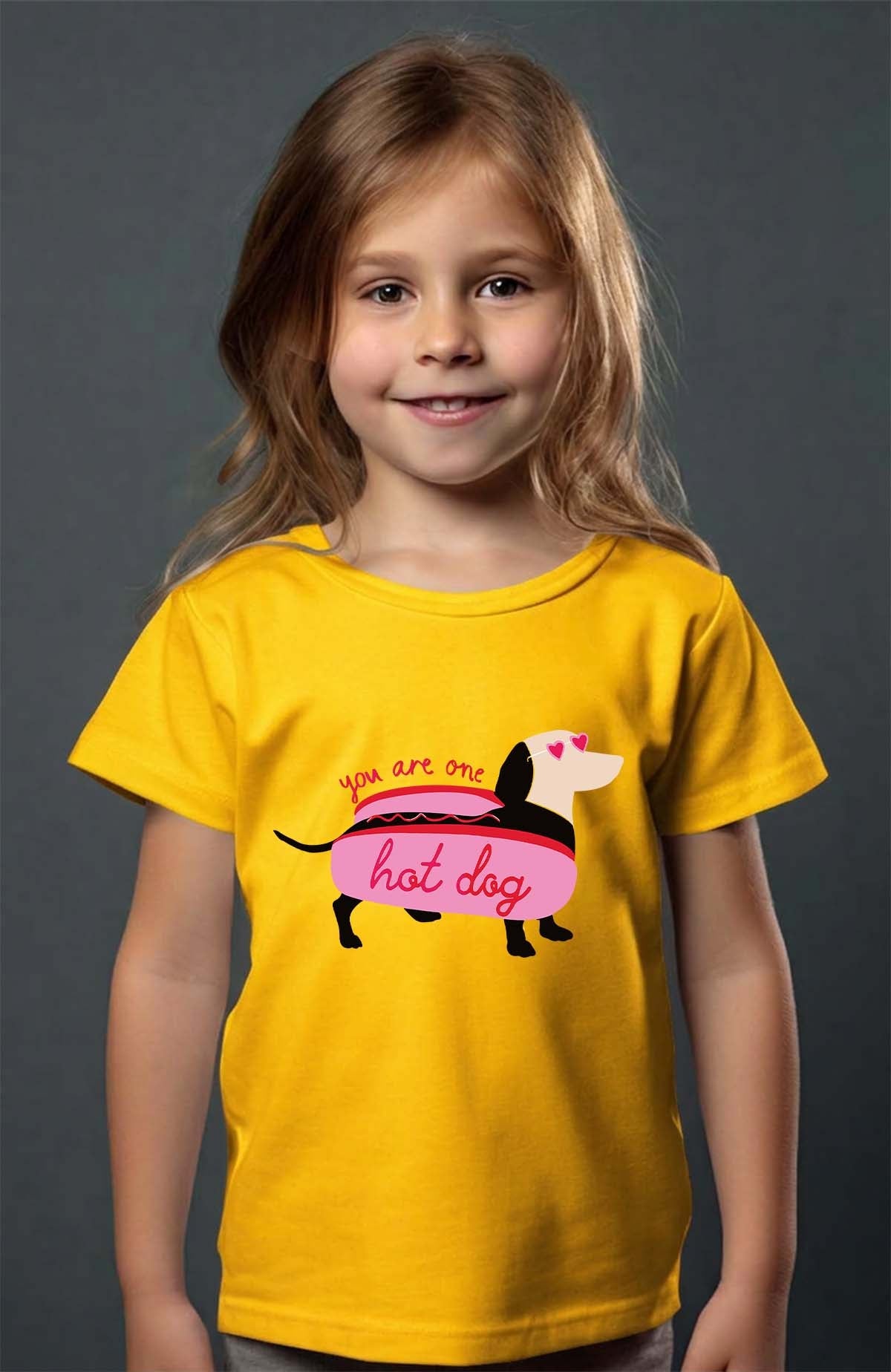 COULEUR:Jaune|T-shirt Fille | Hot teckel Jaune