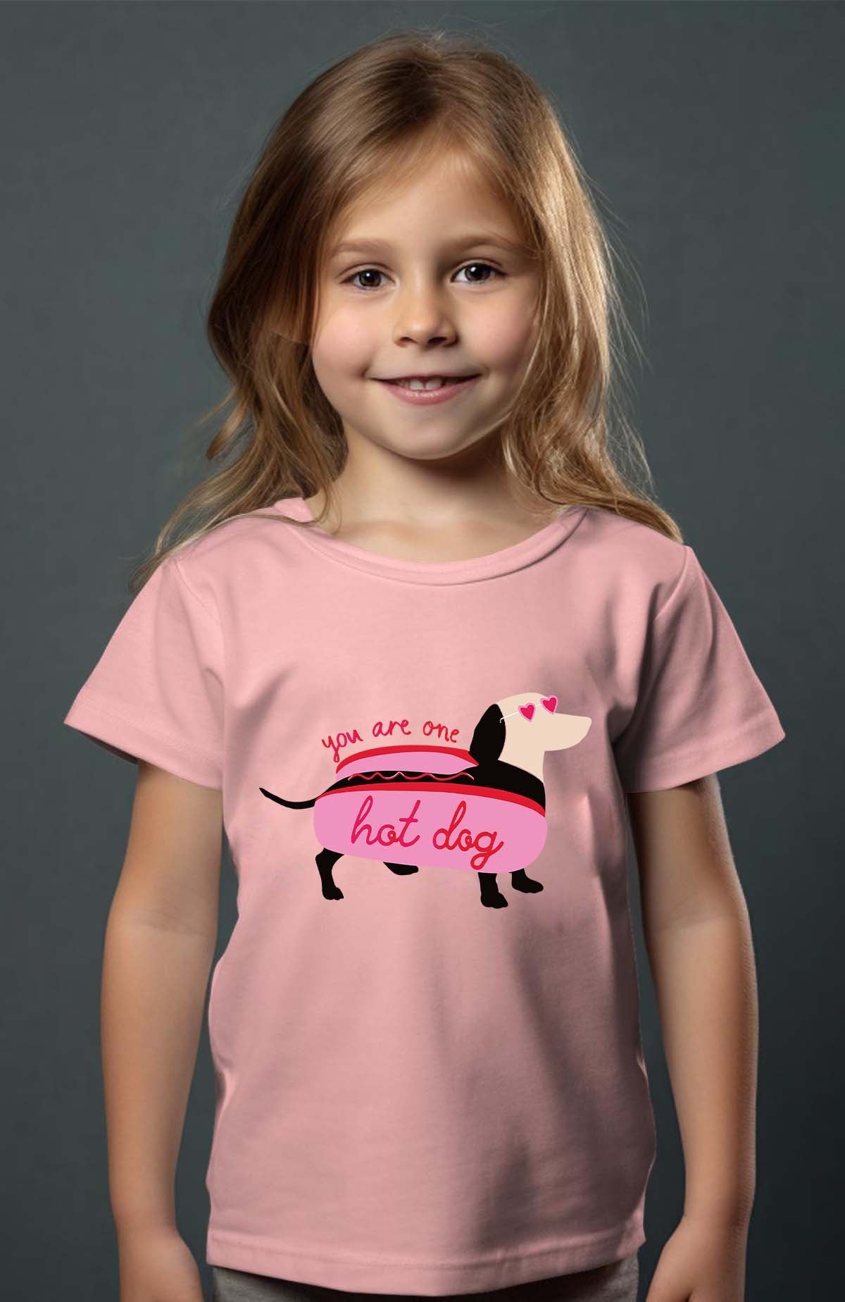 COULEUR:Rose|T-shirt Fille | Hot teckel Rose