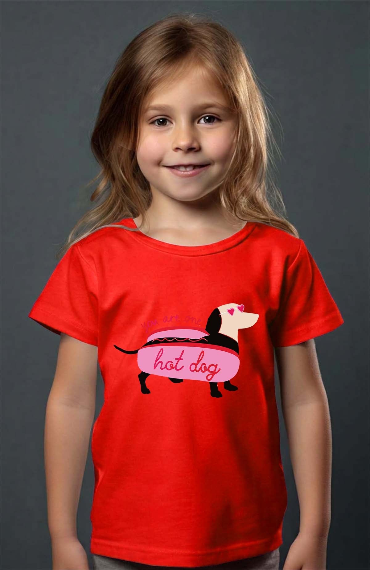 COULEUR:Rouge|T-shirt Fille | Hot teckel Rouge
