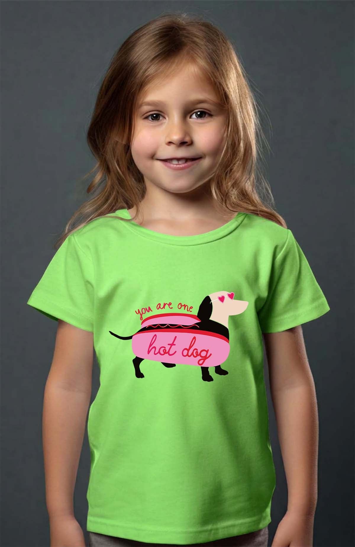 COULEUR:Vert Clair|T-shirt Fille | Hot teckel Vert Clair
