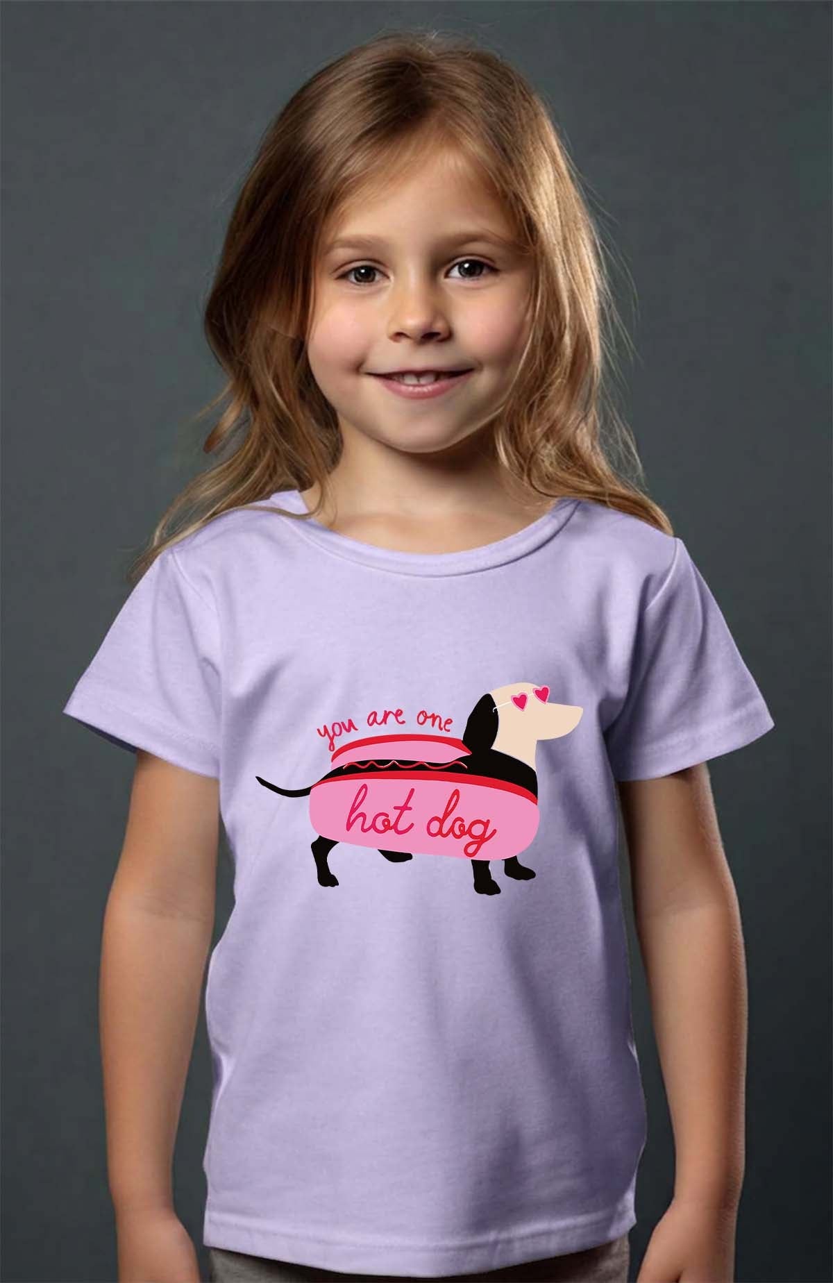 COULEUR:Violet|T-shirt Fille | Hot teckel Violet